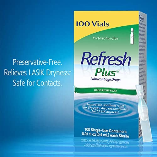 Allergan Refresh Plus Lubricant Eye Drops Single-Use Vials-Larger Size 1 Pack(100 Ct)