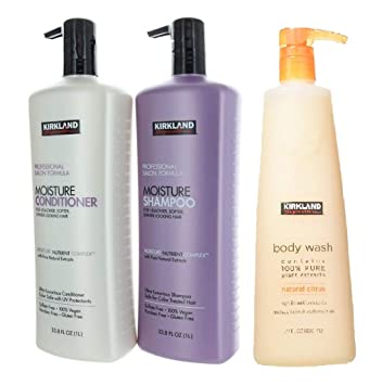 Kirkland Signature Shampoo,Conditioner and Body Wash Bundle - Includes Kirkland Signature Professional Salon Formula 1 Shampoo, 1 Conditioner & 2 Body Wash