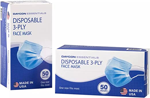 DAYCON Disposable 3-PLY Face Mask, One size Fits Most