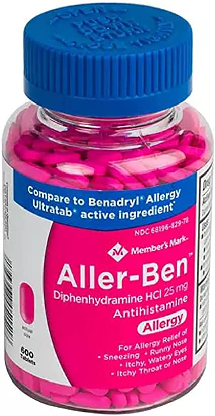 Member's Mark Diphenhydramine HCl 25 Mg Allergy Medicine and Antihistamine Compare to Active Ingredient of Benadryl® Allergy Generic