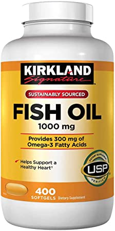 Kirkland Signature, Fish OQntI Oil 1000 mg 400 Softgels Pack of 4