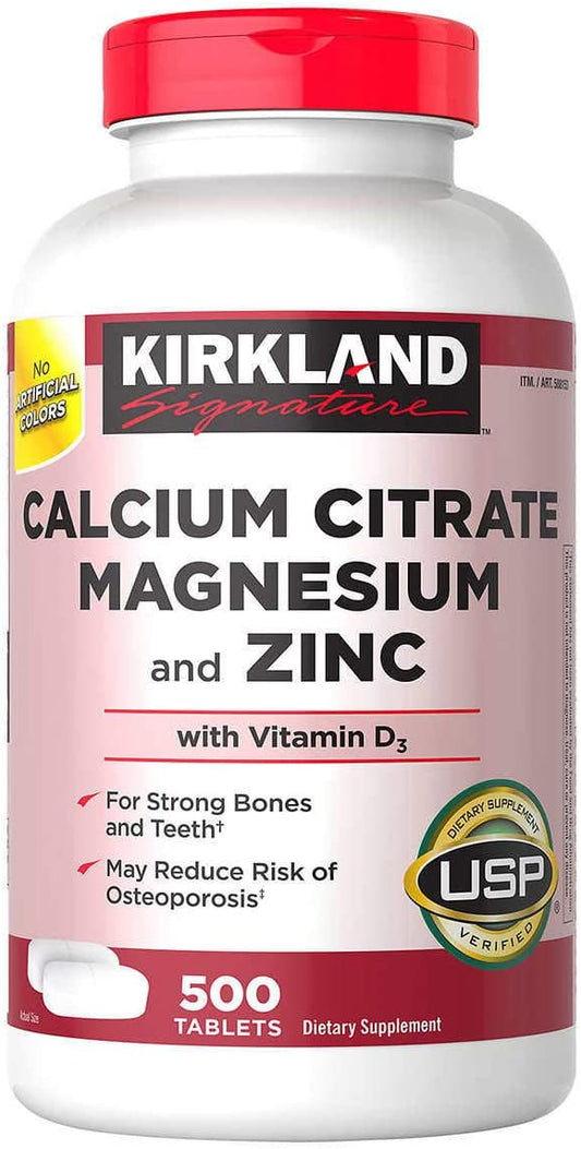 Kirkland Signature Expect More Calcium Citrate Magnesium and Zinc.