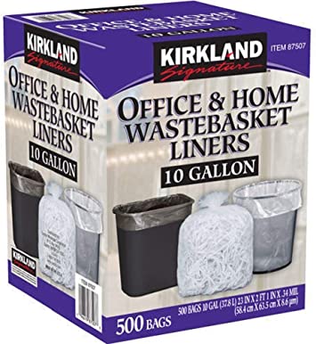 Kirkland Signature Clear Wastebasket Liner For Office And Home,10 Gallon,500 Bags