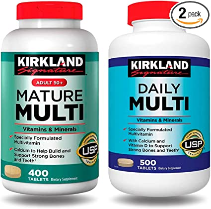 Kirkland Signature – Mature Multi Adult 50+ 400 Tablets + Daily Multi 500 Tablets (Bundle 2 Units Total)