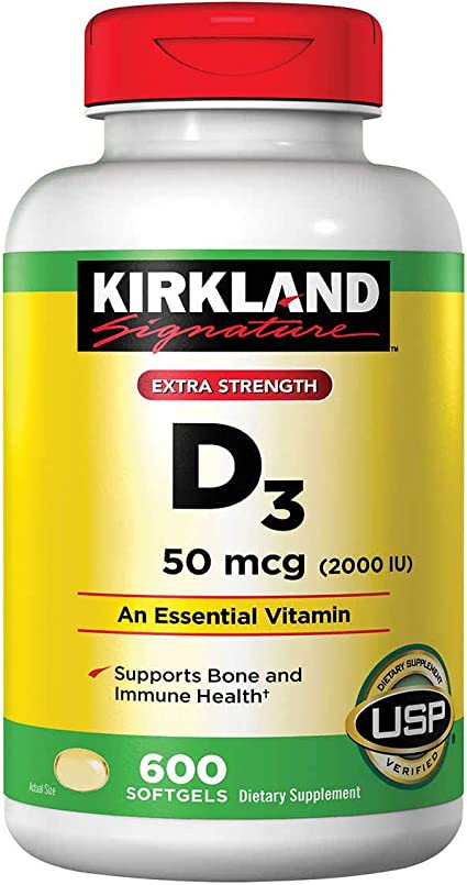 Kirkland Signature, Extra urXOt Strength Vitamin D3 2000 IU 600 Softgels (Pack of 2)