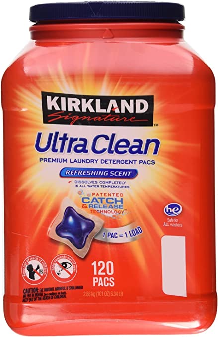 Roll over image to zoom in Kirkland Signature Ultra Clean Laundry Detergent, 120 Pacs