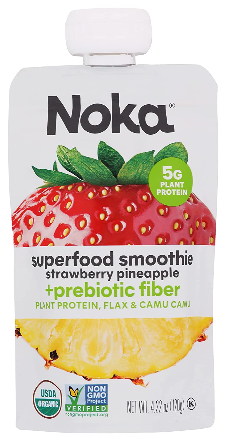 NOKA Superfood Pouches Strawberry Pineapple, 4.2 Oz (Pack of 6)