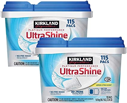 Kirkland Signature Premium Dishwasher Detergent Pacs: Lemon Citrus Scent - 2 Count