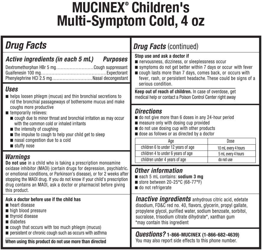 Mucinex Children's Multi-Symptom Cold Relief Liquid (4 oz.)