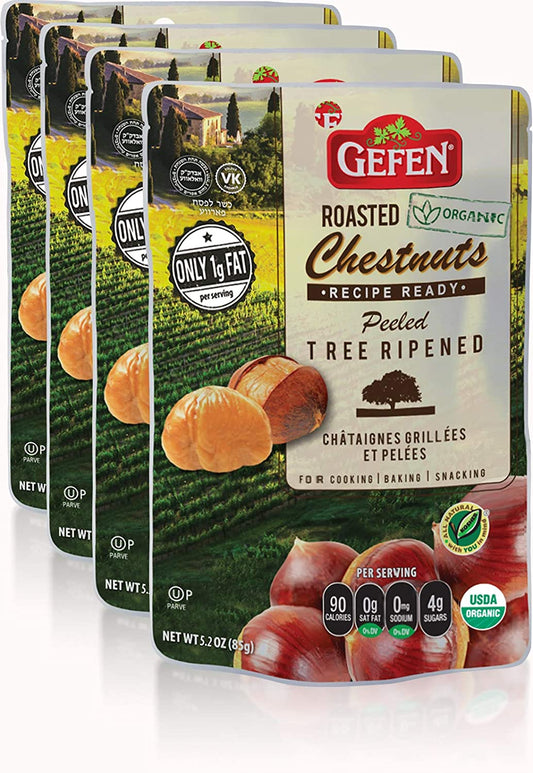 Gefen Organic Whole Roasted and Peeled Chestnuts 5.2oz (4 Pack/12 Pack/36 Pack)