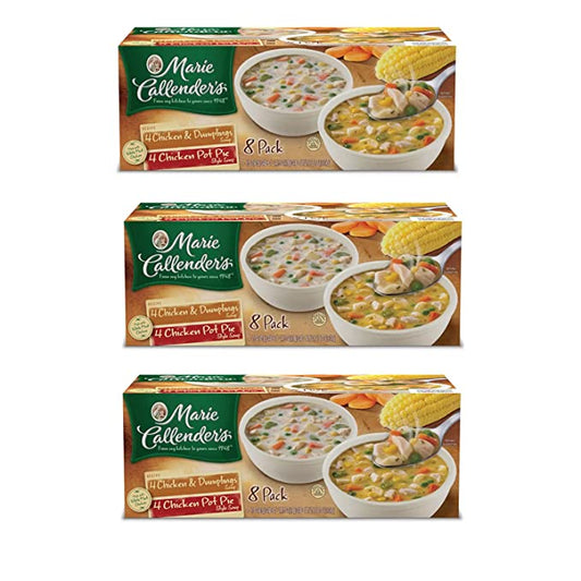 Marie Callender's Meal Replacement Chicken Dumpling and Pot Pie Variety Soup - 3 Pack (8 ct. each)