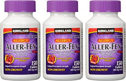 Kirkland Signature, Aller FEX qzRcJ 180 mg 150 Tablets (Pack of 3)