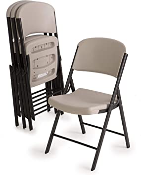 LIFETIME Commercial Grade Folding Chairs, 4 Pack, Putty