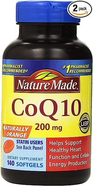 Nature Made CoQ10 Coenzyme Q10 200 mg - 2 Bottles, 140 Softgels Each