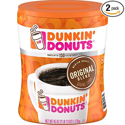Dunkin' Donuts Original Ground Coffee, 45 oz - Makes up to 150 6 fl oz cups, 2 Pack