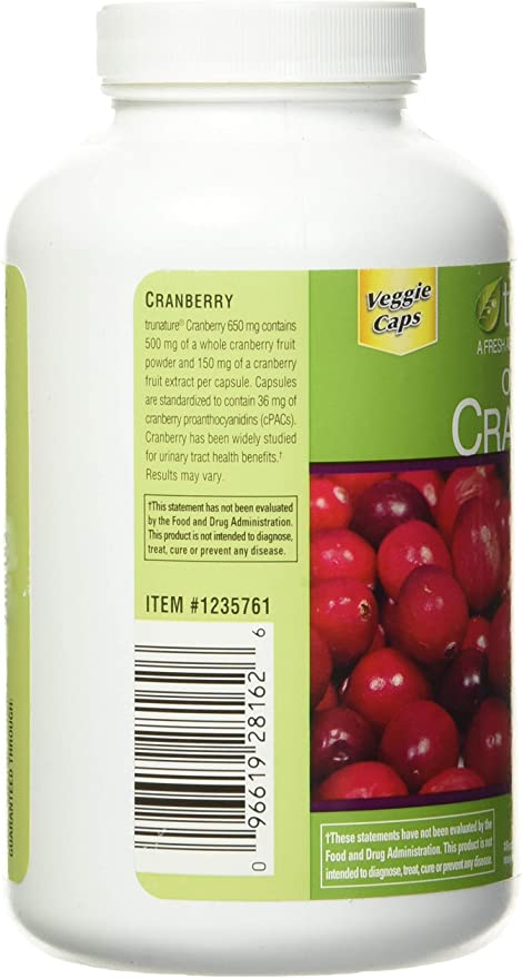 Trunature One Per Day Cranberry 650 mg, 140 Vegetarian Capsules