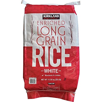 Kirkland Signature Enriched White Rice, Long Grain, 25 Pounds