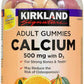 Kirkland Signature Chewable Calcium with Vitamin D3 Adult Gummies