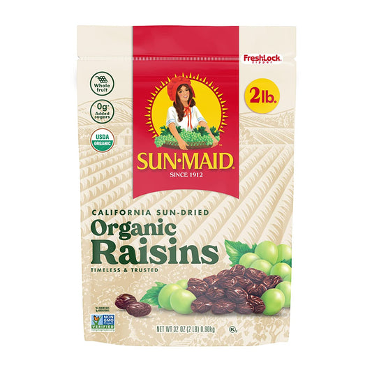 Sun-Maid Organic California Raisins | 32 Ounce Resealable Bag