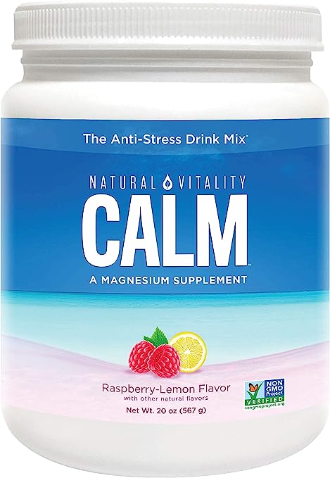 Natural Vitality Calm, The Anti-Stress Drink Mix, Magnesium Supplement Powder, Raspberry Lemon - 20 ounce
