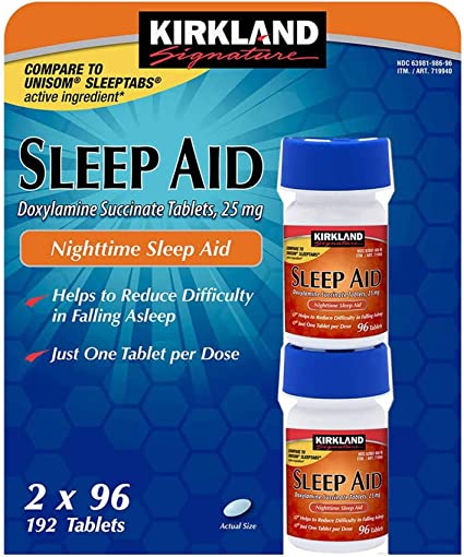 Kirkland Sleep Aid Doxylamine Succinate 25 mg 192 Tablets