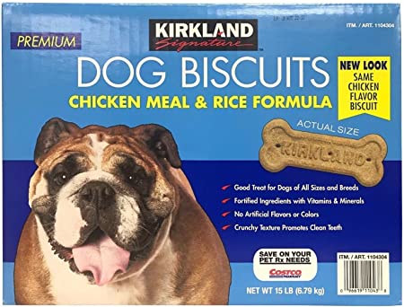 Kirkland Signature Premium Dog Biscuits Chicken Meal & Rice Formula 15 LB,standart