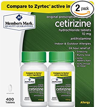 Member's Mark Cetirizine Hydrochloride 10mg Antihistamine 400 Tablets - Formerly Known as Simply Right