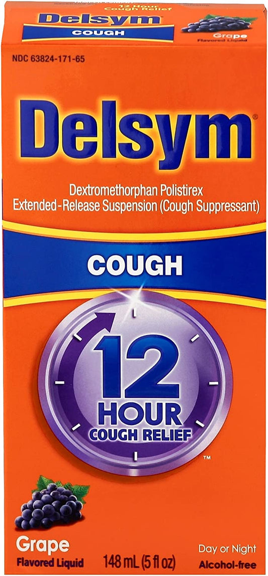 Delsym Adult 12 Hr Cough Relief Liquid, Grape, 5oz