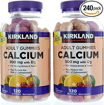 Kirkland Signature Chewable Calcium with Vitamin D3 Adult Gummies, 120 ct