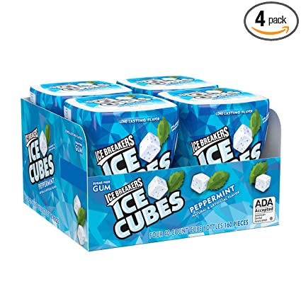 ICE BREAKERS ICE CUBES Peppermint Sugar Free Chewing Gum, Made with Xylitol,