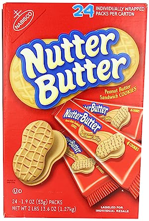 Nabisco Nutter Butter Sandwich Cookies, Peanut, 24 Count