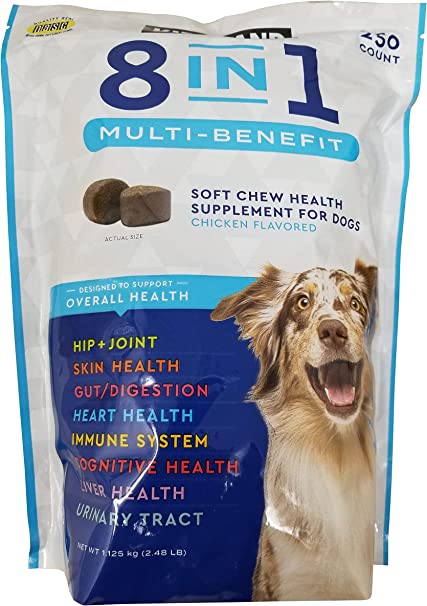 Kirkland Signature 8 in 1 Multi Benefit Soft Chew Health Supplement for Dogs 250 Count