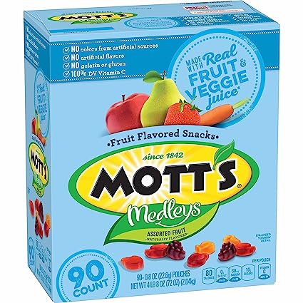 Mott's Medleys Fruit Flavored Snacks Assorted Fruit, Value Pack, 90 Pouches