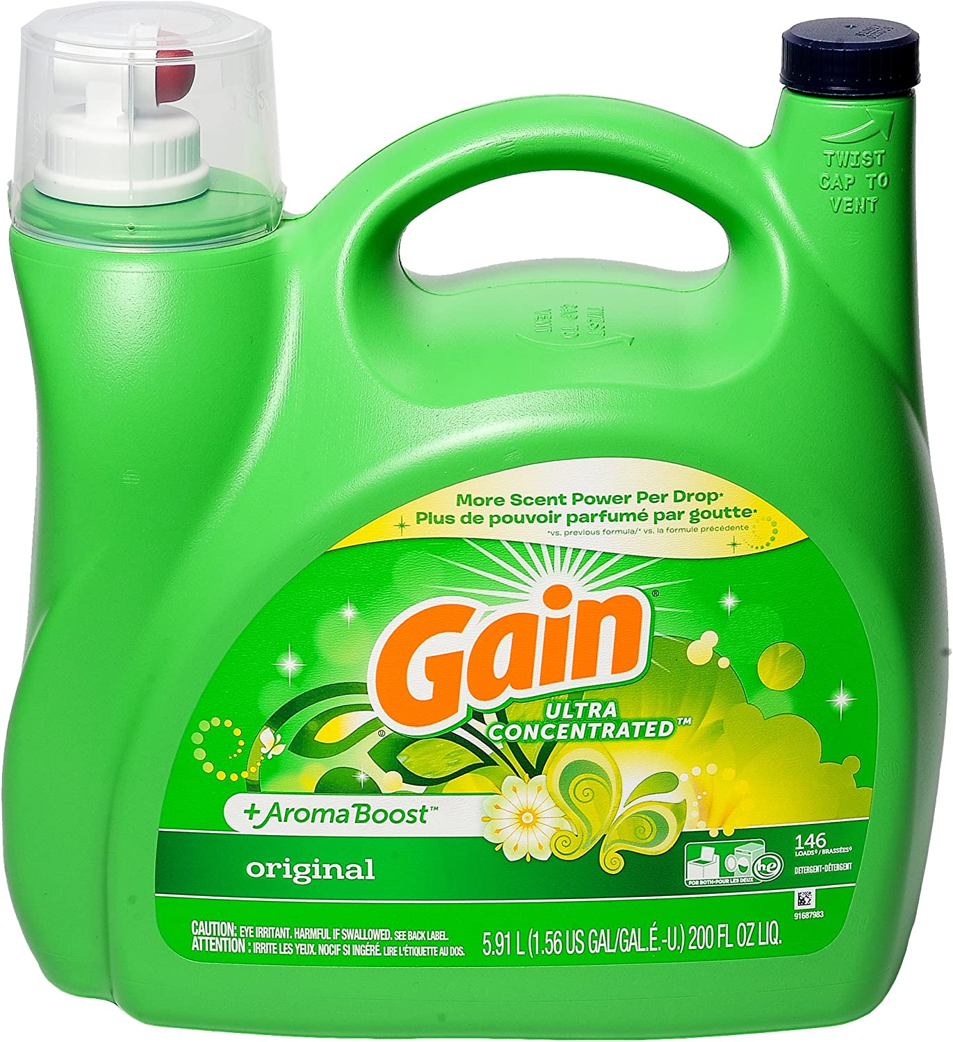 Ultra Concentrated & Aroma Boosted New Gain Original Liquid Laundry Detergent 5.91 L / 200 Fl. Oz - 146 Loads (2X Ultra Concentrated)