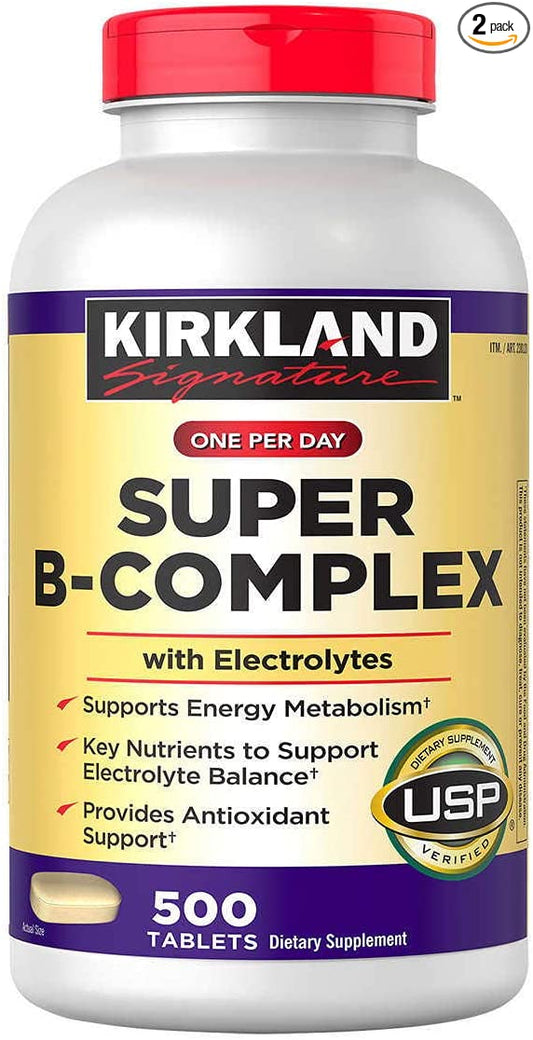 Kirkland Signature One Per Day Super B-Complex with Electrolytes, 500 Tablets (2 Pack)