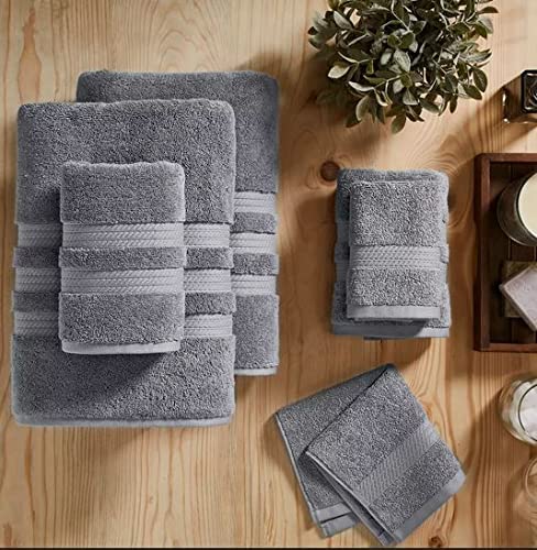 Member Mark 100% Cotton Hotel Premier Collection Luxury Bath Towel Bundle (Assorted Colors) (Grey, Bundle)