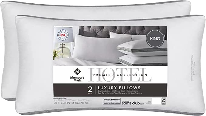 Member's Mark Hotel Premier Collection Bed Pillows, King (Pack of 2)