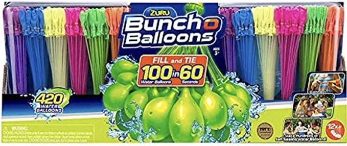 ZURU Bunch O Balloons, 420 Water Balloons, Fill & Tie 100 in 60 Seconds