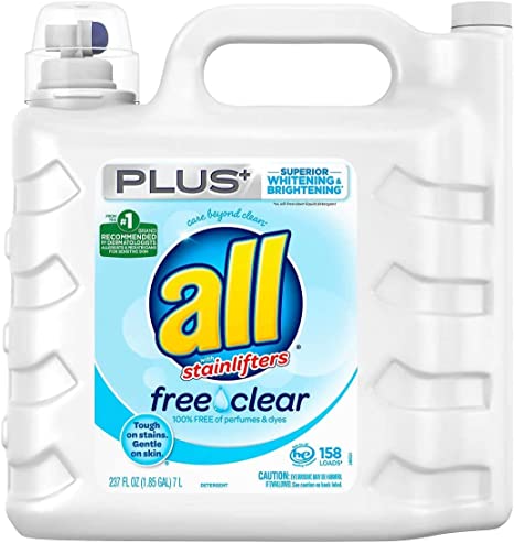 3 set - All Free & Clear Plus+ Stainlifters HE Liquid Laundry Detergent, 158 loads, 237 fl oz…