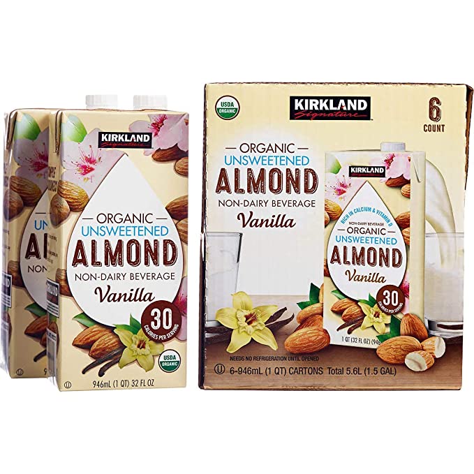 Kirkland Signature Organic Almond Unswtd Beverage, 192 fl. oz., Set of 3 (3x 6 count)