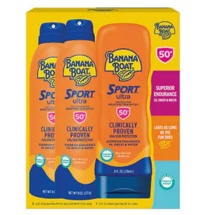 Banana Boat Sport Ultra Performance Sunscreen Pack Broad Spectrum SPF 50 (3PACK/LOTION & SPRAY)