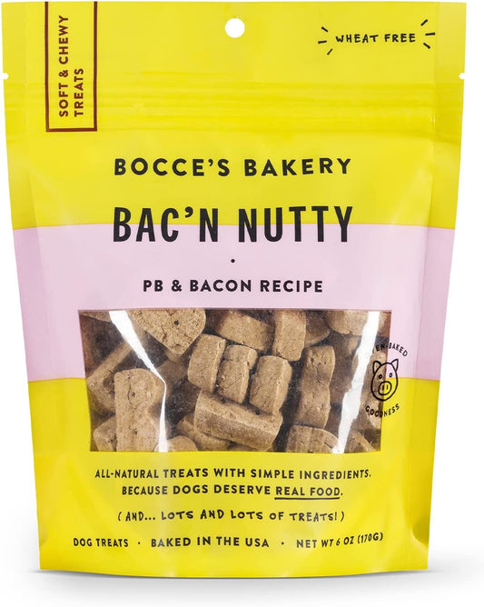 Bocce's Bakery Bac'n Nutty Soft & Chewy Dog Treats 1lb Bag