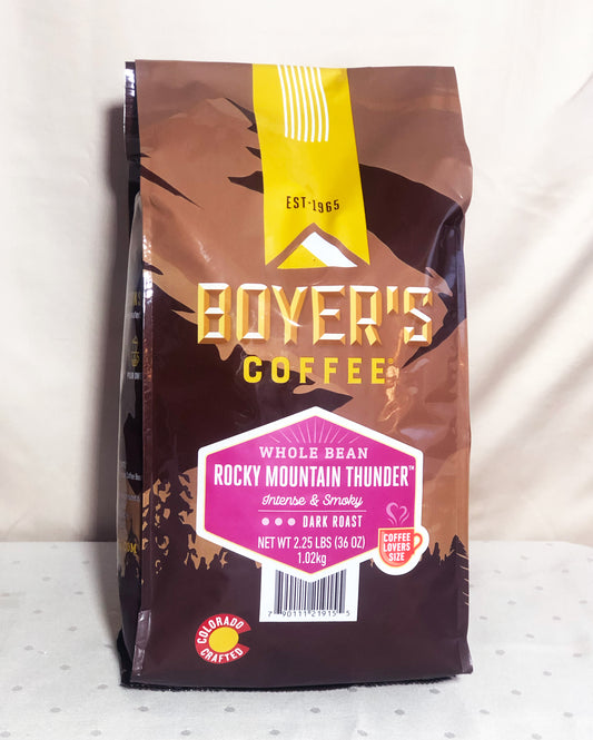 Boyer's Rocky Mountain Thunder, Dark Roast, Ground Coffee, 1.5lb