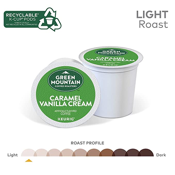 Green Mountain Coffee Roasters Caramel Vanilla Cream Keurig Single-Serve K-Cup pods, Light Roast Coffee…