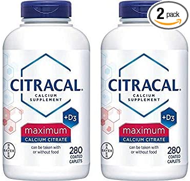 Citracal - Calcium Citrate with Vitamin D3 - 2 Bottles, 280 Caplets Each