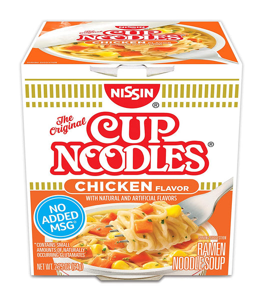 Nissin Cup Noodles Soup, Chicken Flavor, 2.25 oz (12 PACK)