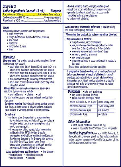 Vicks DayQuil Cough, Cold, & Flu Multi-Symptom Relief, 8 Fl Oz (Non-Drowsy) - Sore Throat, Fever, and Congestion Relief