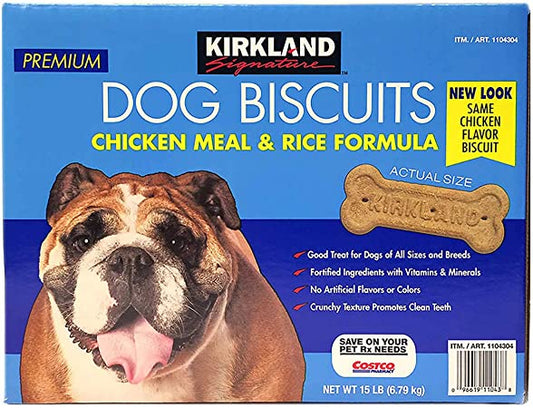 Kirkland Signature Chicken Meal & Rice Formula Dog Biscuits, 15 lbs