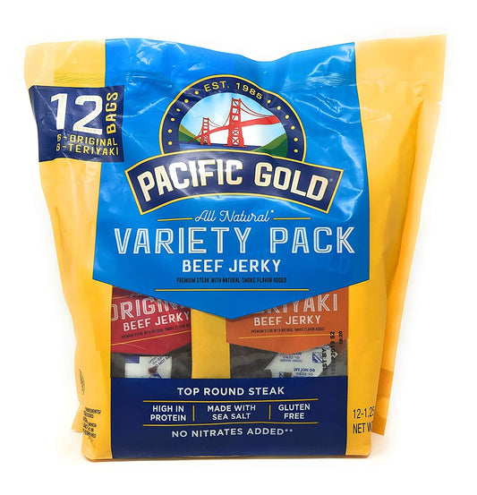 Pacific Gold Beef Jerky Original & Teriyaki, 12 Count Per Bag