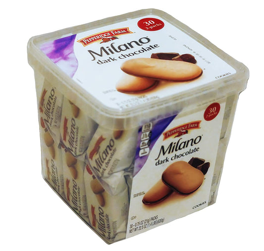 Pepperidge Farm, Milano Cookies, Dark Chocolate, 22.5 oz, Multi-pack Tub, 2-packs, 30-count